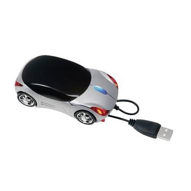 TRACER optická myš s USB káblom, tvar auta, strieborná